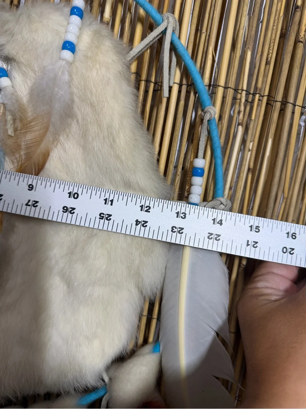 Vintage Large Native American Mandella Dream Catcher, Wool and Rabbit